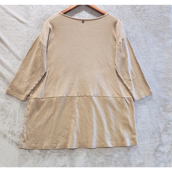 Soft Surroundings Womens Tan 3/4 Sleeve Moda Tunic Top Size XL Pockets Capsule - Picture 4 of 9